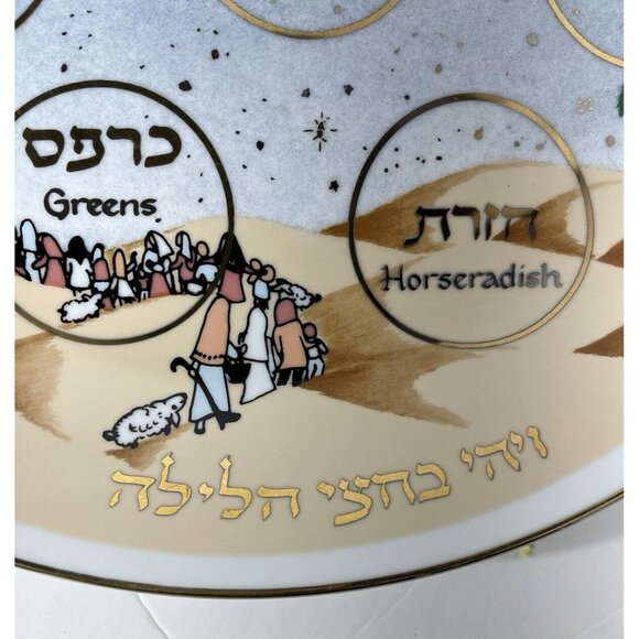 Gold Gilded 15" Seder Plate in Great Condition (used) - Picture 8 of 15